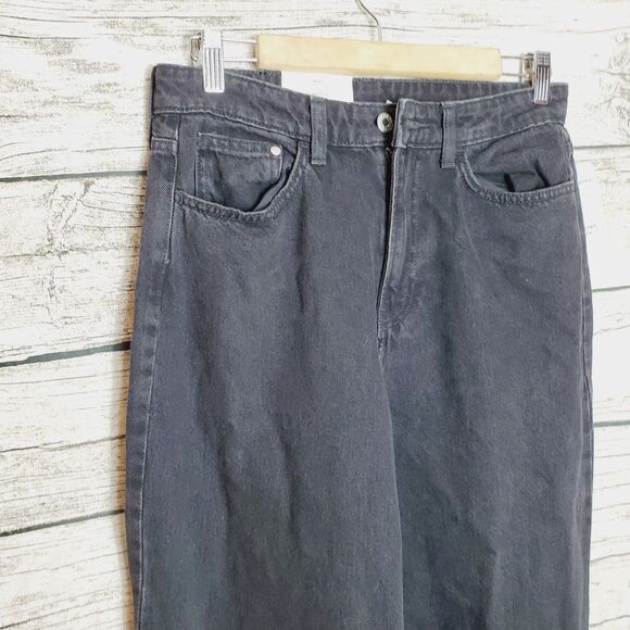 H&M Black Ultra High Waist Wide Jeans Size 6 NWT - Picture 2 of 9